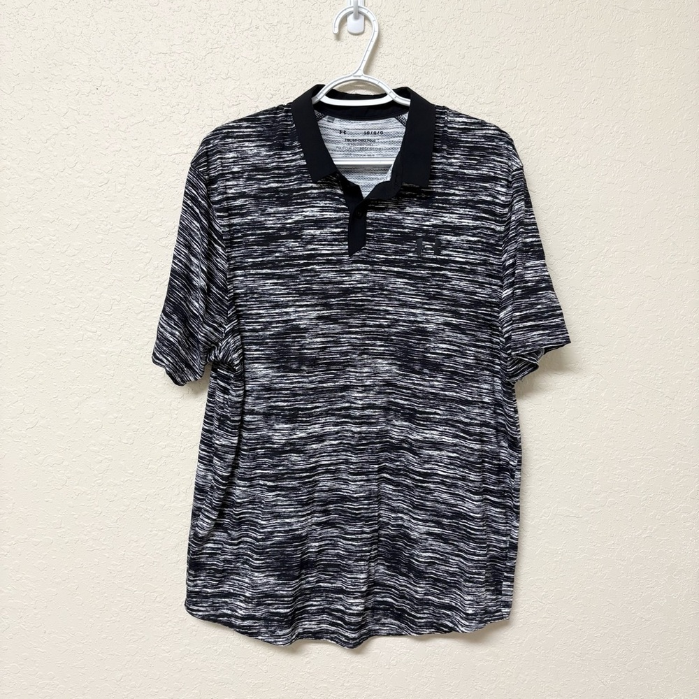 Under Armour Golf The Iso Chill Polo Shirt Men’s Size L Black White Short Sleeve